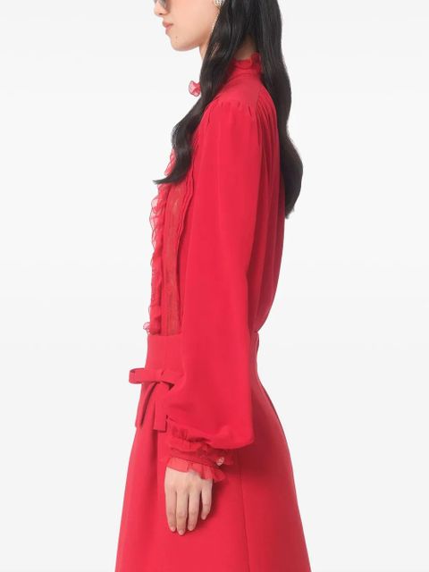 Valentino Garavani lace-trim silk blouse - Red