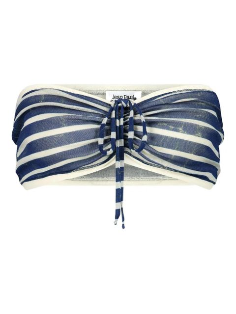 Jean Paul Gaultier Crackling Sailor gathered-striped bandeau top - Blue - zdjęcie produktu nr 1