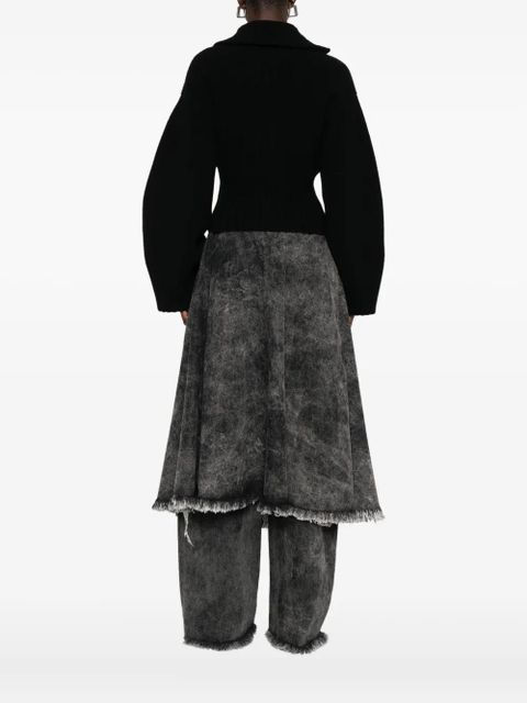 The Attico zip-front ribbed-knit cardigan - Black