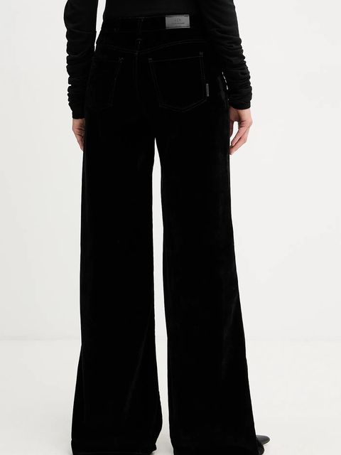 Armani Exchange spodnie welurowe damskie kolor czarny proste high waist XW001184 AF16093 - zdjęcie produktu nr 2
