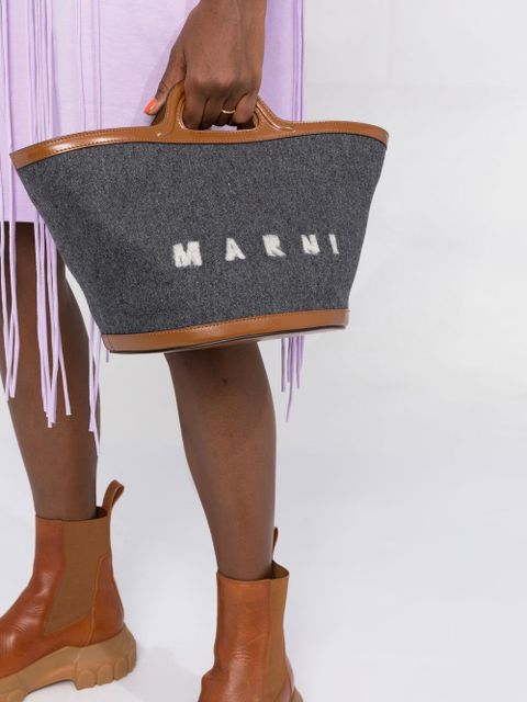 Marni logo-print tote bag - Blue