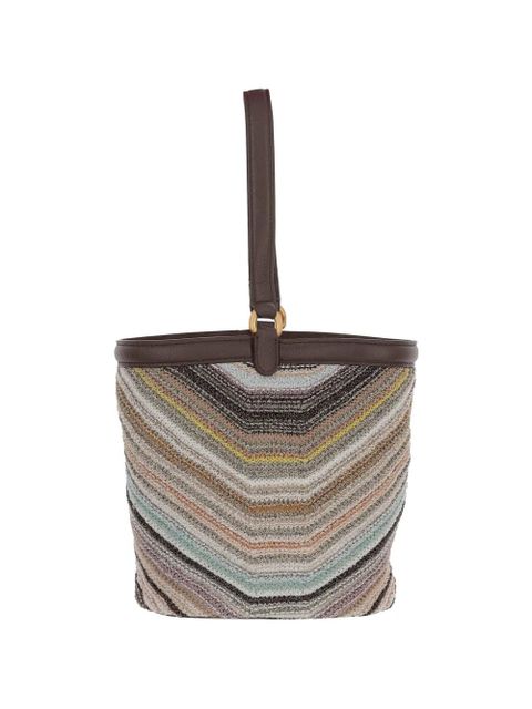 Missoni chevron-knit leather-trim shoulder bag - Neutrals - zdjęcie produktu nr 1