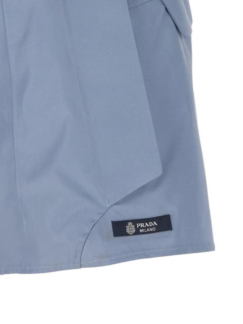 Prada belt-detailed logo-patch shorts - Blue