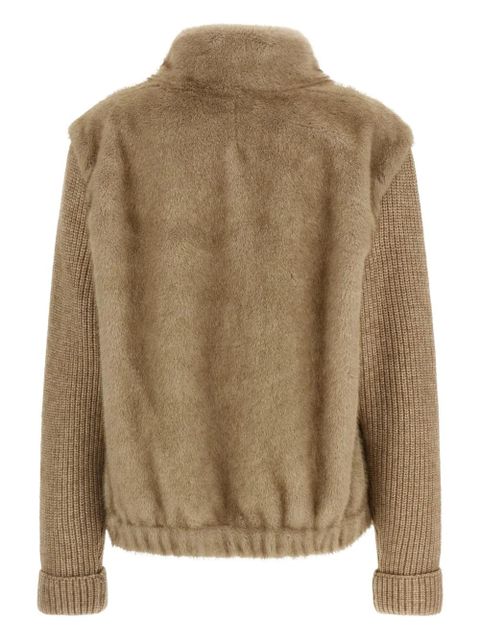 MC2 Saint Barth faux-fur knit bomber jacket - Neutrals