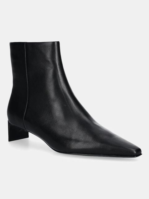 Calvin Klein botki skórzane SET BACK KITTEN HEEL ANKLE BOOT kolor czarny na słupku HW0HW02811 - zdjęcie produktu nr 1