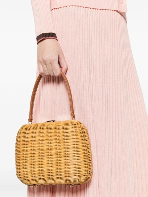 Self-Portrait mini Cherry woven top-handle bucket bag - Neutrals - zdjęcie produktu nr 2