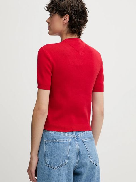 Tommy Jeans sweter bawełniany kolor czerwony DW0DW19336 - zdjęcie produktu nr 2