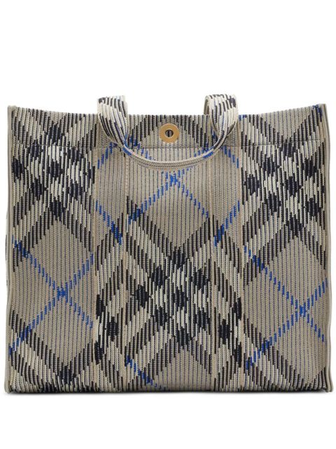 Burberry medium check knitted tote bag - Neutrals - zdjęcie produktu nr 1