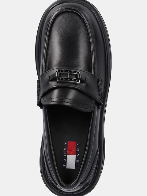 Tommy Jeans mokasyny skórzane TJW CHUNKY HEEL LOAFER damskie kolor czarny na platformie EN0EN02789 - zdjęcie produktu nr 2