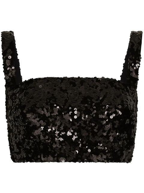 Dolce & Gabbana sequin-embellished cropped top - Black - zdjęcie produktu nr 1