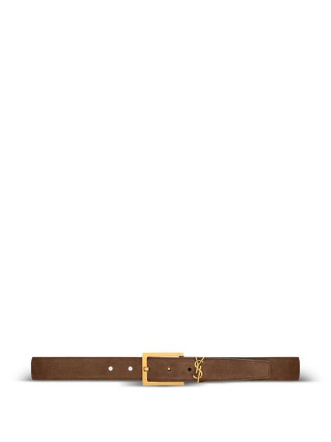 Saint Laurent logo buckle leather belt - Brown - zdjęcie produktu nr 1