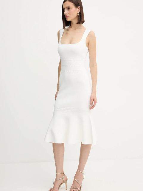 Herve Leger sukienka Camille kolor biały midi rozkloszowana DSP8535748