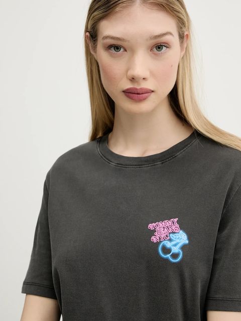 Tommy Jeans t-shirt bawełniany damski kolor szary DW0DW21358