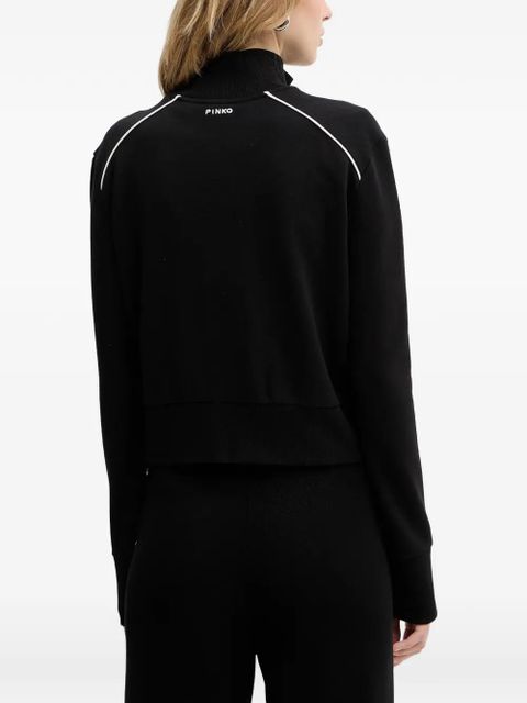 PINKO logo-embroidered sweat jacket - Black