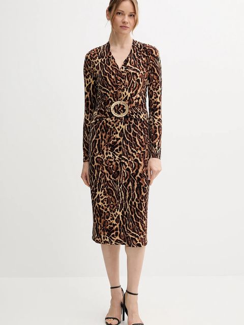 Joseph Ribkoff sukienka kolor brązowy midi rozkloszowana 253091 - zdjęcie produktu nr 1