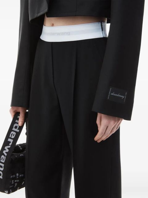 Alexander Wang pleat-detail logo-waistband trousers - Black