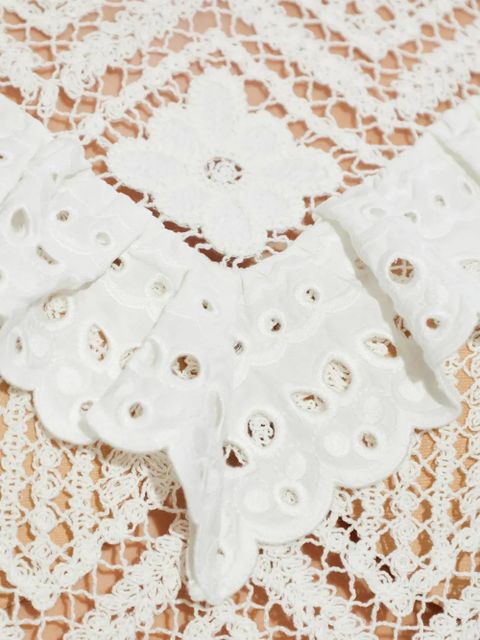 Self-Portrait guipure-lace ruffled top - White