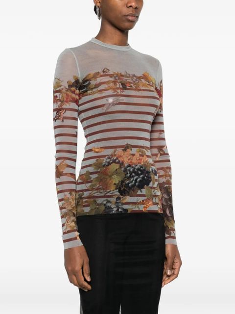 Jean Paul Gaultier striped-print T-shirt - Blue