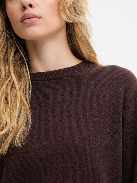 Answear.LAB sweter z wełny merino z szalem damski kolor brązowy lekki