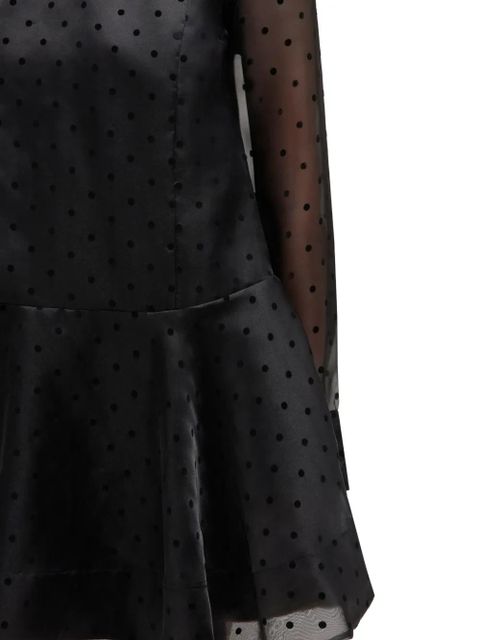 GANNI polka dot ruffled mini dress - Black