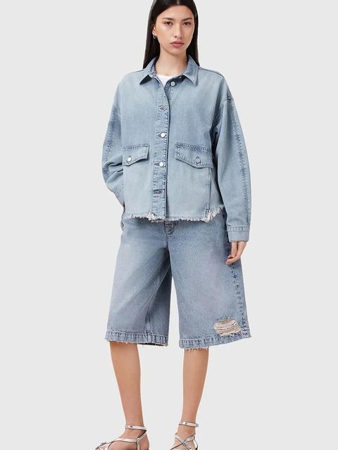 AllSaints kurtka z domieszką lnu HETTIE