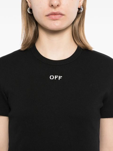 Off-White off stamp ribbed T-shirt - Black