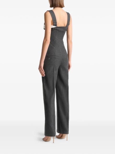 Manière De Voir Camille detachable-straps pinstripe jumpsuit - Grey