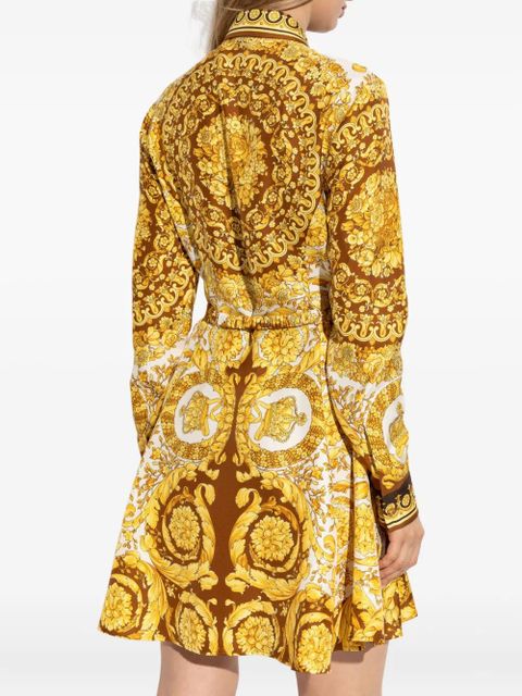 Versace silk belted mini shirt dress - Yellow