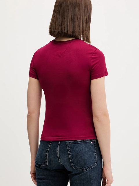 Tommy Jeans t-shirt bawełniany damski kolor bordowy DW0DW20459