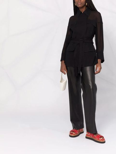 Ferragamo tie-fastening shirt jacket - Black - zdjęcie produktu nr 2