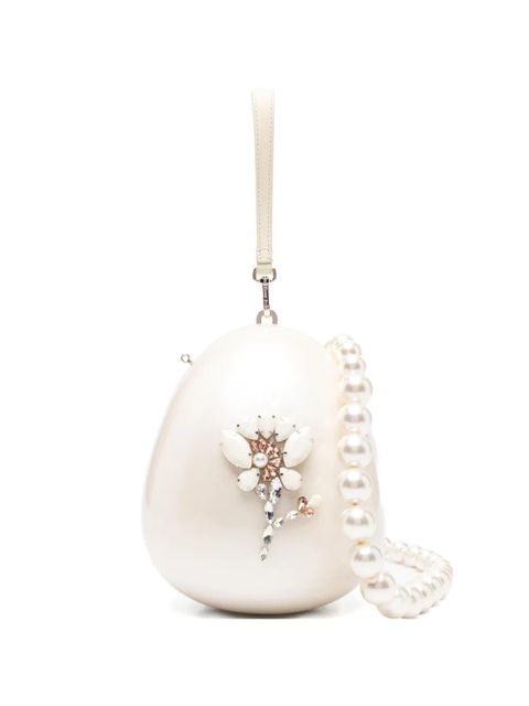 Simone Rocha large pearl egg floral-beaded cross body bag - White - zdjęcie produktu nr 1