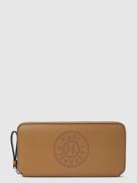 Karl Lagerfeld portfel skórzany K/CIRCLE damski kolor brązowy A2W32034 - zdjęcie produktu nr 1