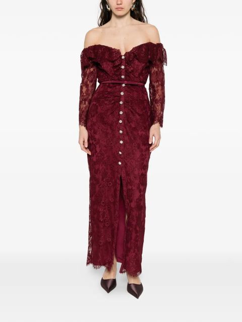 Self-Portrait lace button dress - Red - zdjęcie produktu nr 2