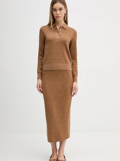 Gant sweter wełniany damski kolor brązowy lekki 4805400 - zdjęcie produktu nr 2