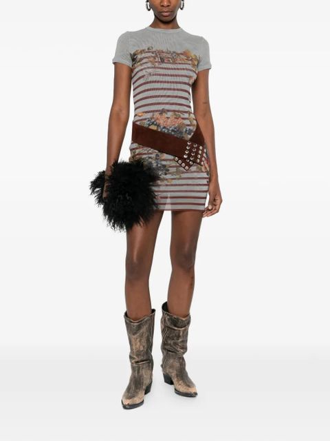 Jean Paul Gaultier striped-floral print mini dress - Grey - zdjęcie produktu nr 2