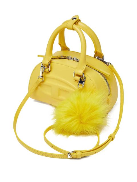 Diesel mini embossed-logo pompom-embellished shoulder bag - Yellow
