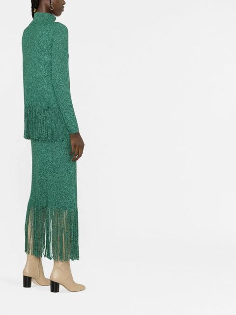 ZIMMERMANN fringed-hem knitted skirt - Green - zdjęcie produktu nr 2