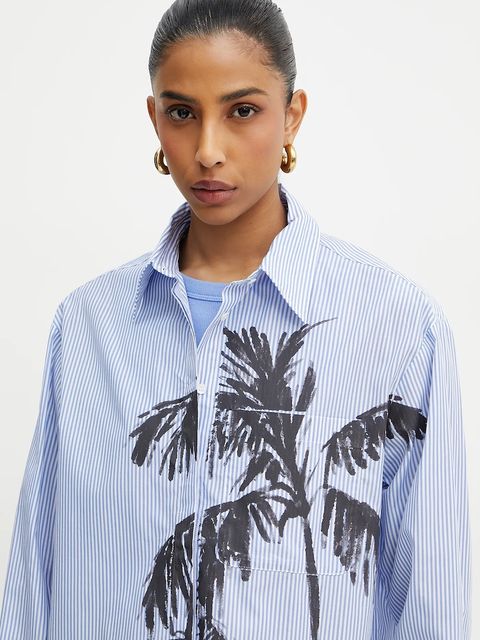 MAX&Co. koszula bawełniana damska kolor niebieski relaxed z kołnierzykiem klasycznym 2516111073200