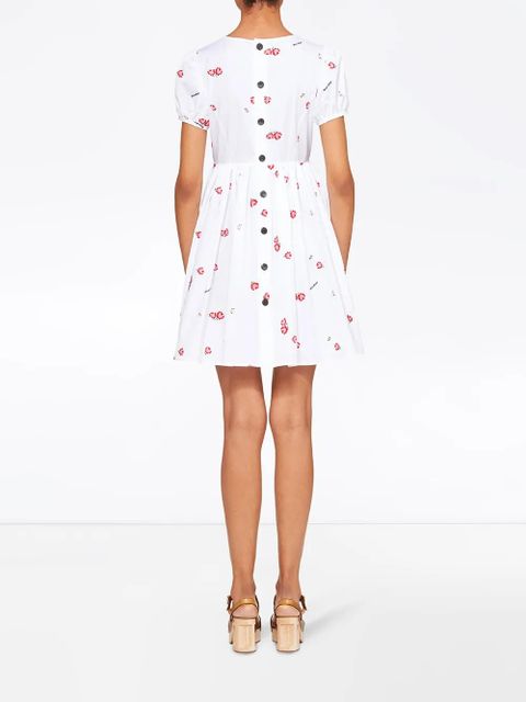 Miu Miu poplin floral embroidered dress - White