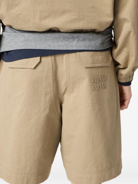 Miu Miu logo-detail tailored shorts - Neutrals