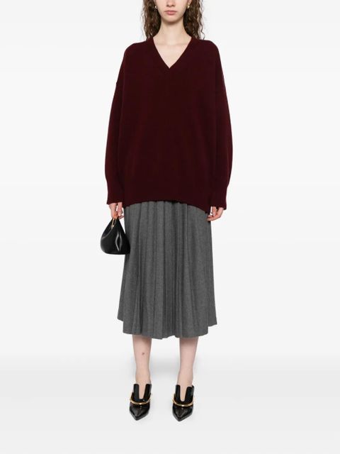 Róhe v-neck knitted jumper - Red