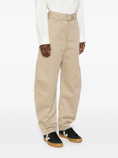 LEMAIRE belted tapered trousers - Neutrals