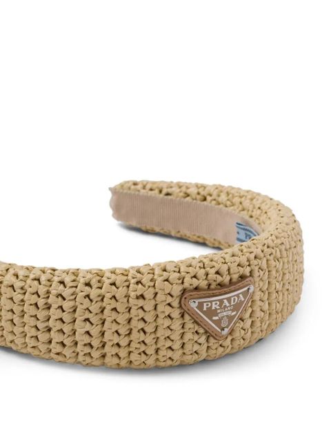 Prada triangle-logo raffia headband - Neutrals - zdjęcie produktu nr 2