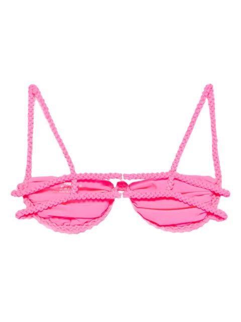 Isa Boulder braided-trim bikini top - Pink