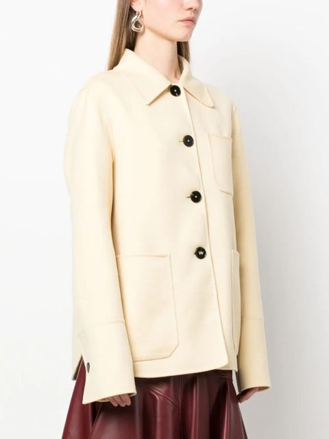 Jil Sander buttoned-up cashmere shirt jacket - Yellow