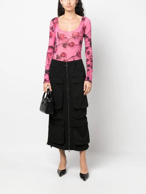 Blumarine floral-print long-sleeve bodysuit - Pink - zdjęcie produktu nr 2