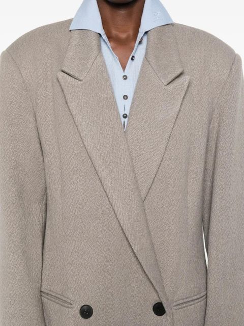 Eleh notched-lapel double-breasted coat - Grey