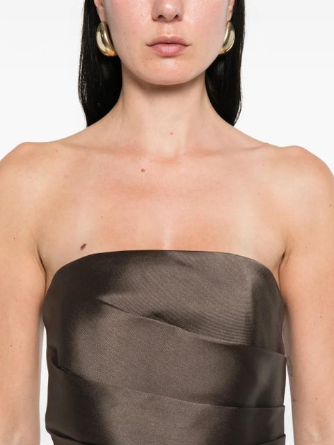 Solace London Allia draped strapless maxi dress - Brown