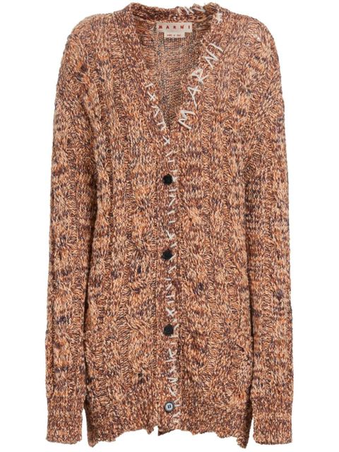 Marni decorative-stitch chunky cable-knit cardigan - Orange - zdjęcie produktu nr 1