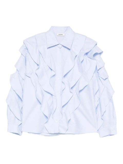SANDRO ruffled cotton shirt - Blue - zdjęcie produktu nr 1